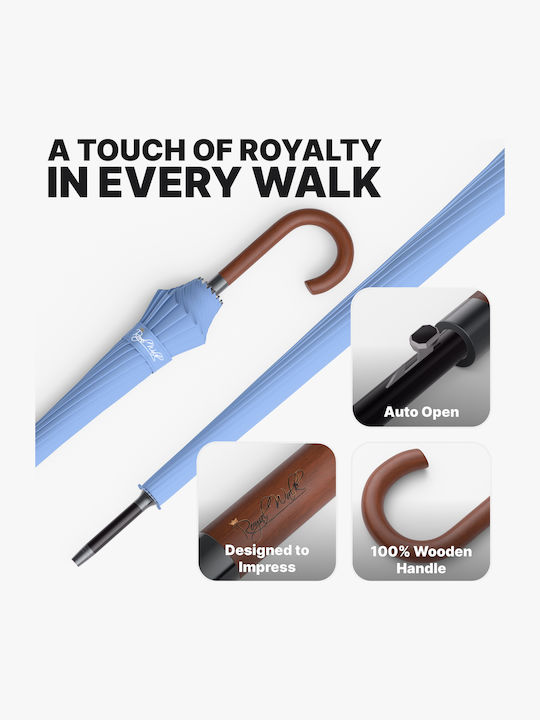 Royal Walk Αντιανεμική Αυτόματη Ομπρέλα Βροχής Σπαστή Μπλε