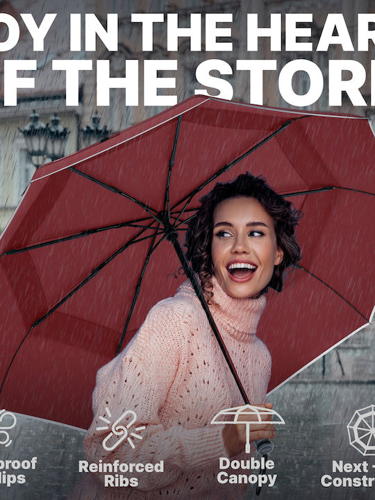Royal Walk Winddicht Regenschirm Kompakt Rot
