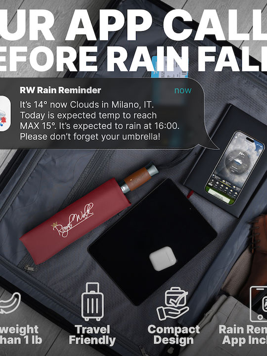 Royal Walk Winddicht Regenschirm Kompakt Rot