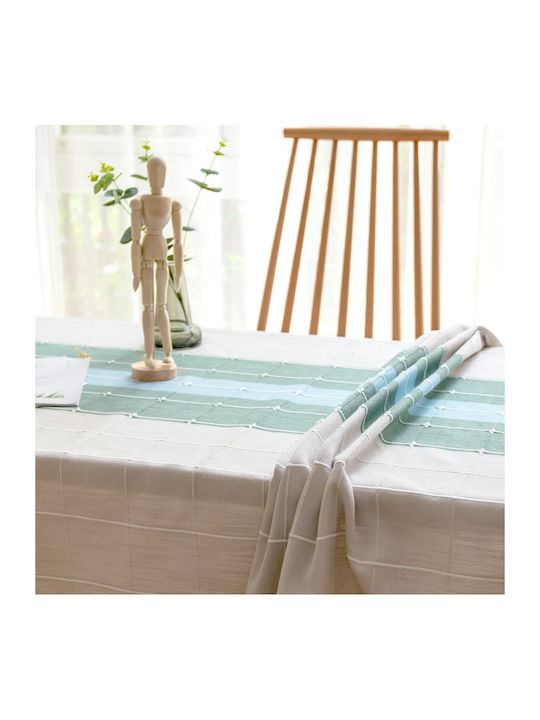 FRIPIA Față De Masă Din In Cu Broderie Albastru Deschis 140x250cm