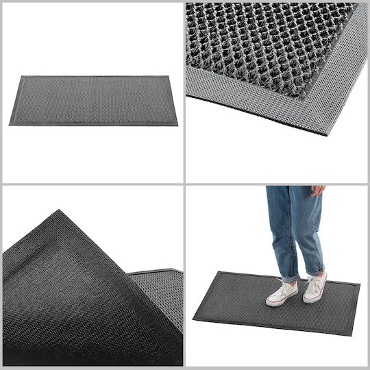 Kadax Covoraș De Intrare Antiderapant Din Cauciuc Negru 90x60cm Grosime 10mm