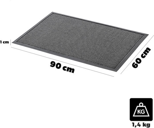 Kadax Covoraș De Intrare Antiderapant Din Cauciuc Negru 90x60cm Grosime 10mm