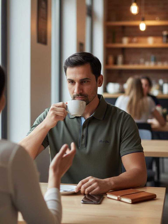 Kurzarm Herrenbluse Khaki