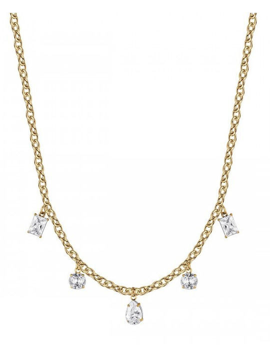 Luca Barra Necklace Made of Steel with Zircon