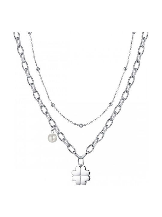 Luca Barra Double Necklace Made of Steel