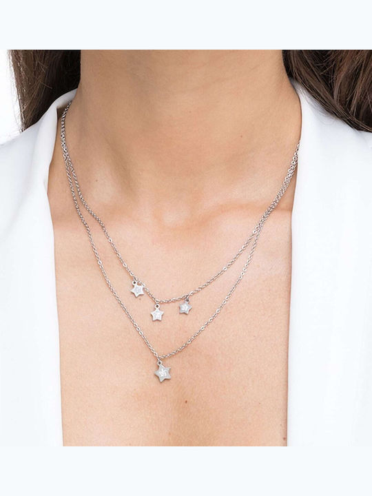 Luca Barra Double Necklace Made of Steel