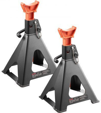 Vevor Jack Bases Capacity 6 Tons 13,000 Pounds Adjustable Height 370-580 Mm Heavy Duty Steel Automatic Jack Bases Double Locking Lifting Small Trucks Cars SUV 1 Pair Black Orange