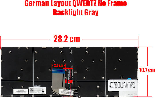 German Laptop Keyboard Lenovo Ideapad 320s-13 320s-13ikb 720s-13arr 720s-14ikb V720-14 V720-14ikb 910-13ikb Yoga 720-13ikb 720-13kbr Sn20m62301 De No Frame Backlit Gray Kod.40773deblgraytype2