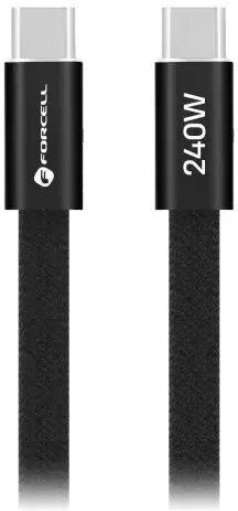 Forcell Равен USB 2.0 Кабел USB-C Мъжки - USB-C 240W Черен 1.2m