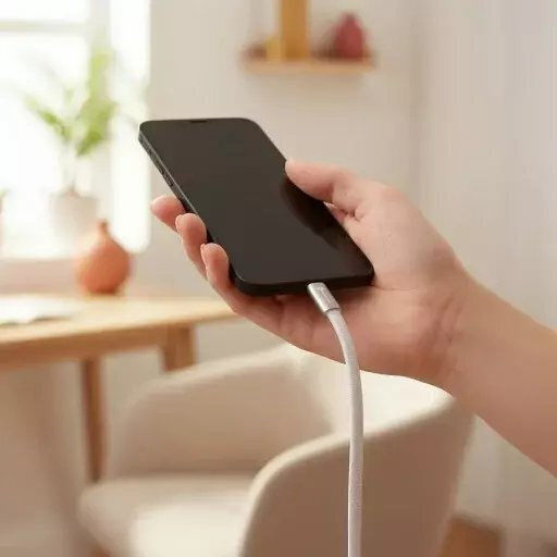Forcell Flat USB 2.0 Cable USB-C male - USB-C 100W Λευκό 1.2m
