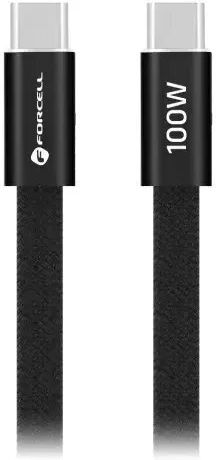 Forcell Flaches USB 2.0 Kabel USB-C männlich - USB-C 100W PD Schwarz 1,2m