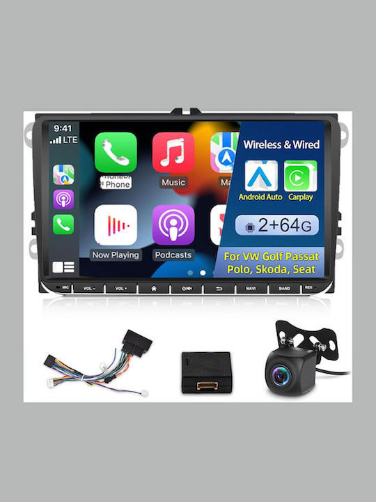 Auto-Audiosystem 2 DIN Bluetooth USB Wi-Fi GPS Apple CarPlay Android Auto mit 9-Zoll Touchscreen