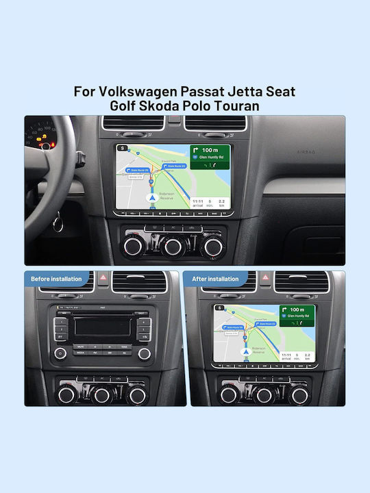 Auto-Audiosystem 2 DIN Bluetooth USB Wi-Fi GPS Apple CarPlay Android Auto mit 9-Zoll Touchscreen