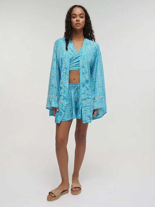 Ble Resort Collection Design One Size 100% Women's Mini Beach Kimono Turquoise