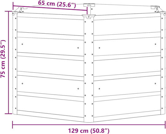 vidaXL Blumenkasten Metallisch Ελεφαντόδοντο 129x129x75cm.