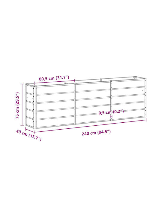 vidaXL Саксия Метал Ivory 160x40x75см.