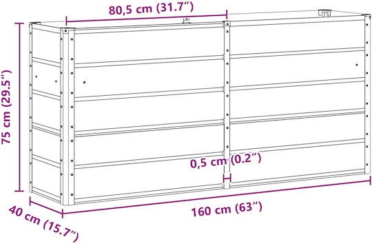 vidaXL Topf Metallisch Ivory 160x40x75cm.