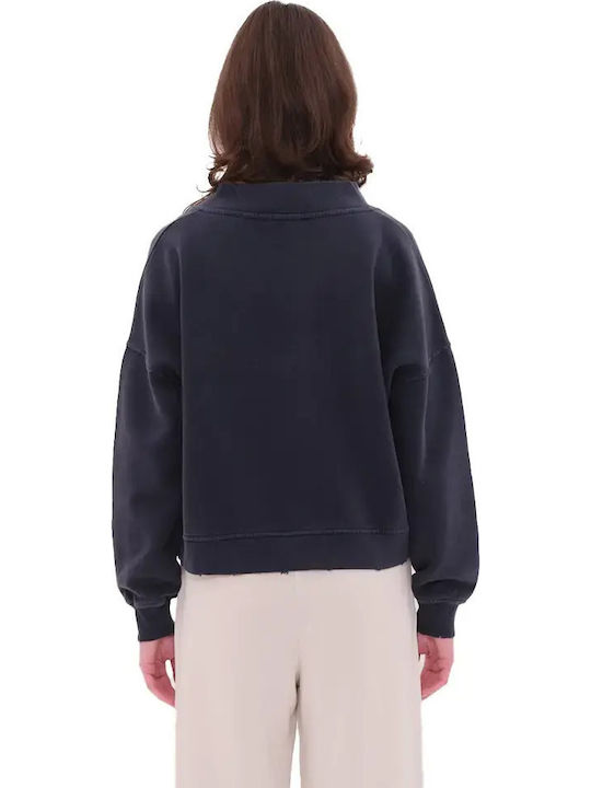 Women's Cotton Blouse with V-Neckline Vintage Blue