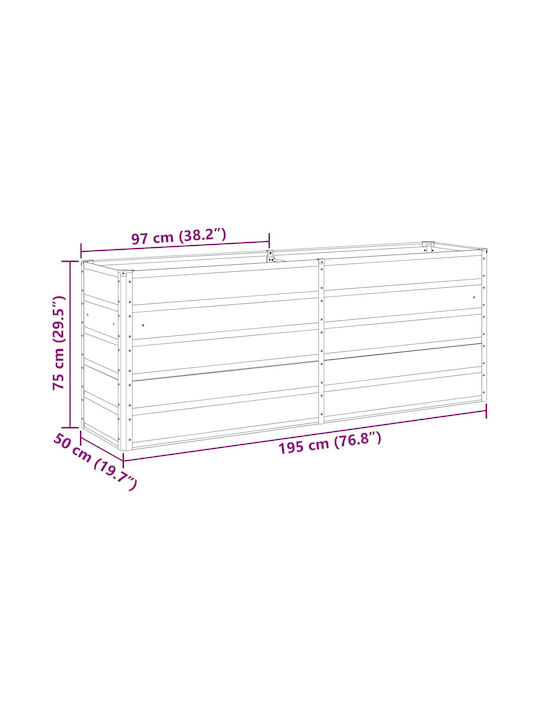 vidaXL Topf Metallisch Charcoal 480x50x45cm.