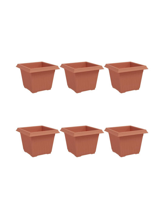 vidaXL Комплект 6 Саксии Пластмасови Light Terracotta