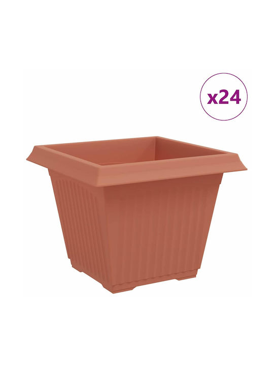 vidaXL Set of 24 Plastic Flower Pots Terracotta Red 43x33.5cm