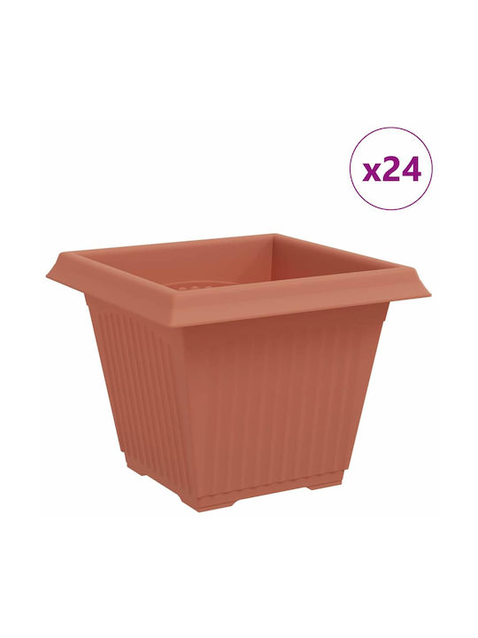 vidaXL Set 24 Ghivece de Flori Din Plastic Roșii Cărămizii 38x30cm