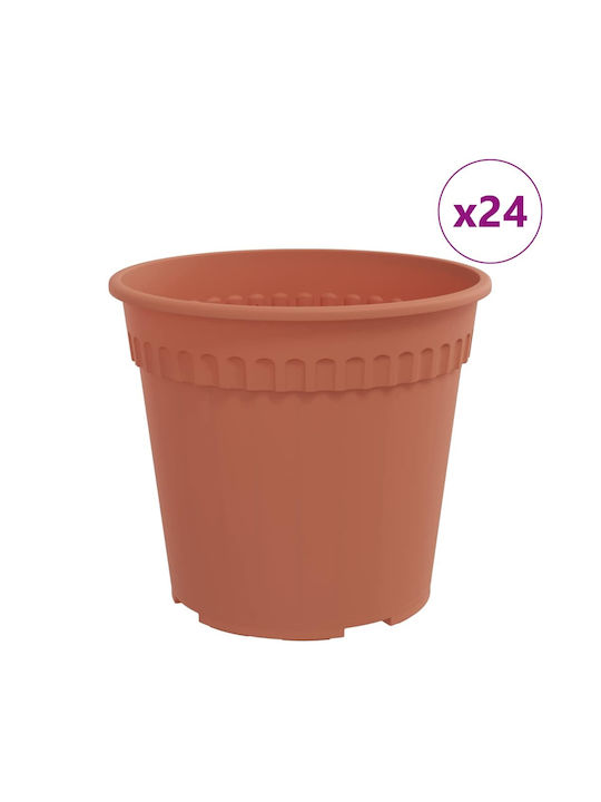 vidaXL Set 24 Ghivece de Flori Din Plastic Cărămiziu 19x16cm