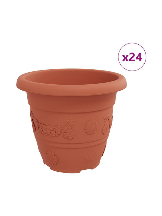 vidaXL Set 24 Ghivece de Flori Din Plastic Cărămiziu 26x21.5cm