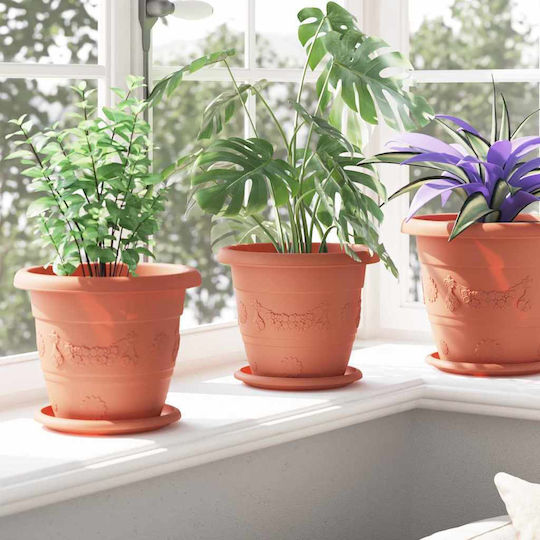 vidaXL Set of 24 Plastic Flower Pots Terracotta 22x18cm