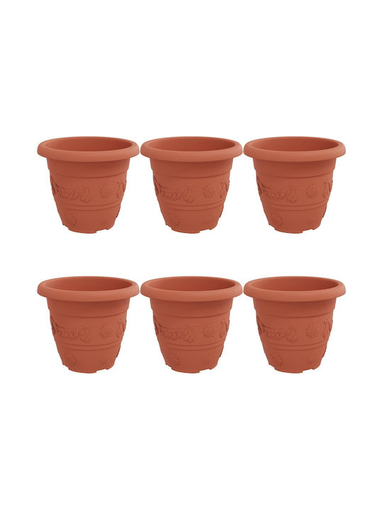 vidaXL Set 6 Pots Plastic Light Terracotta