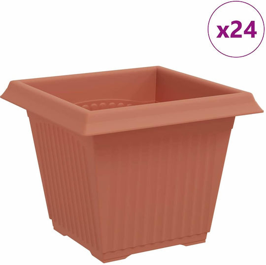 vidaXL Set 24 Pots Plastic Light Terracotta vidaXL Set 24 Pots Plastic Light Terracotta