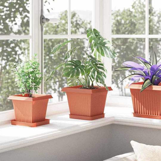 vidaXL Set of 24 Plastic Flower Pots Terracotta 20x16cm