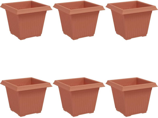 vidaXL Set 6 Pots Plastic Light Terracotta vidaXL Set 6 Pots Plastic Light Terracotta