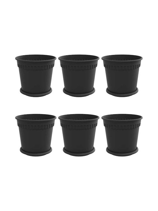 vidaXL Set 6 Töpfe Kunststoff Black
