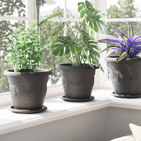 vidaXL Set of 6 Plastic Flower Pots Black 22x18cm