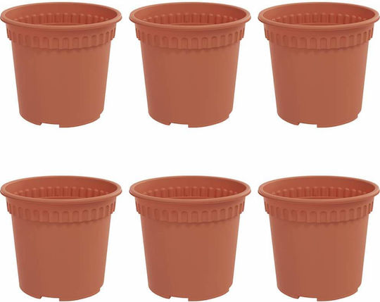 vidaXL Set 6 Pots Plastic Light Terracotta vidaXL Set 6 Pots Plastic Light Terracotta