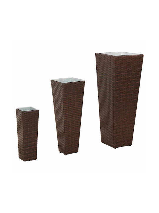 vidaXL Set of 3 Metallic Brown Flower Pots