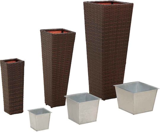vidaXL Set of 3 Metallic Brown Flower Pots 30x30cm