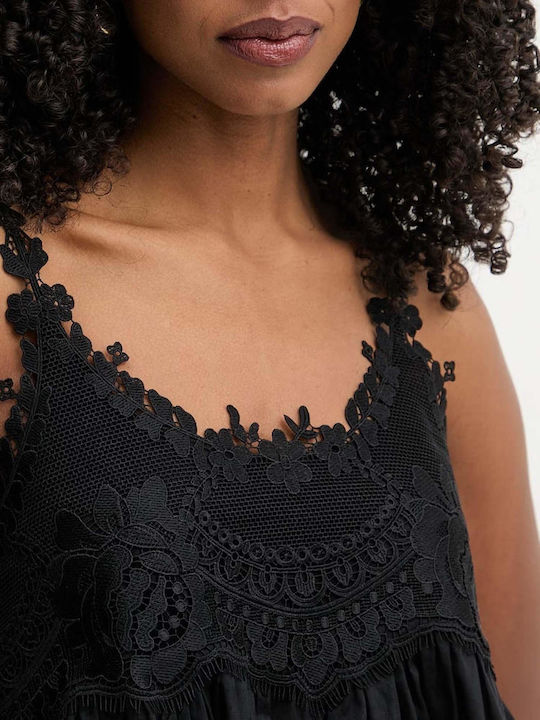 Women's Cotton Sleeveless Black Blouse
