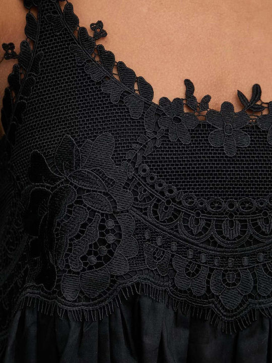 Women's Cotton Sleeveless Black Blouse