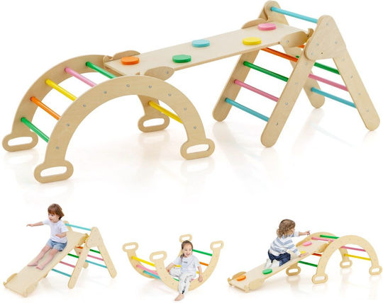 Costway Triunghi de Cățărare Set cu Leagăn Multicolor pentru 1+ Ani
