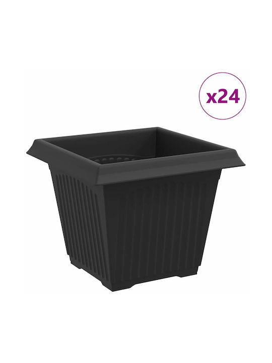 vidaXL Set 24 Kunststoff Pflanzgefäße Schwarz 20x16cm