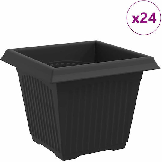 vidaXL Satz 24 Kunststoff Pflanzgefäße Schwarz