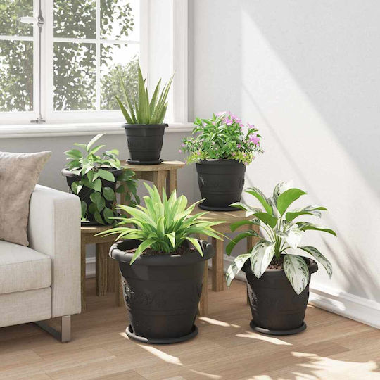 vidaXL Set 6 Kunststoff Pflanzgefäße Schwarz 39x32cm