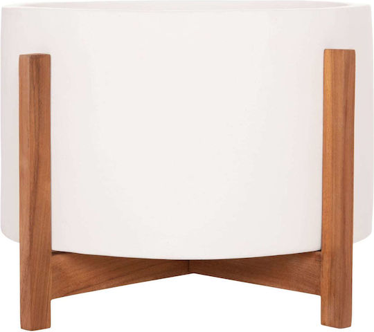 Freebox Blumentopf Weiß-Teak