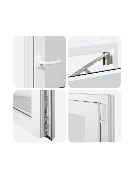 vidaXL Hinged PVC Window W60xH80cm