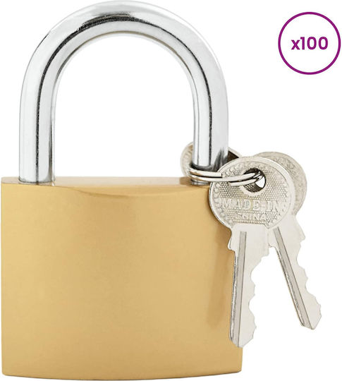 vidaXL Brass Padlock Lengthened with Key 106mm