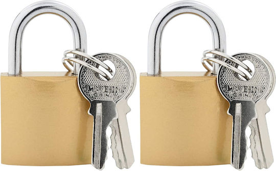 vidaXL Brass Padlock Horseshoe With Key 43mm 2 Pieces