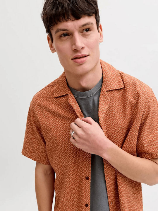Short Sleeve Shirt in Wide Fit Terracotta
