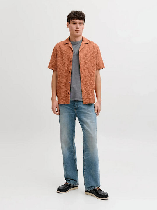 Short Sleeve Shirt in Wide Fit Terracotta